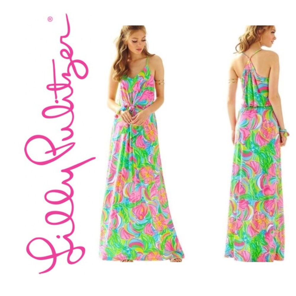 Lilly Pulitzer Rosa Maxi Dress “So A Peeling” L